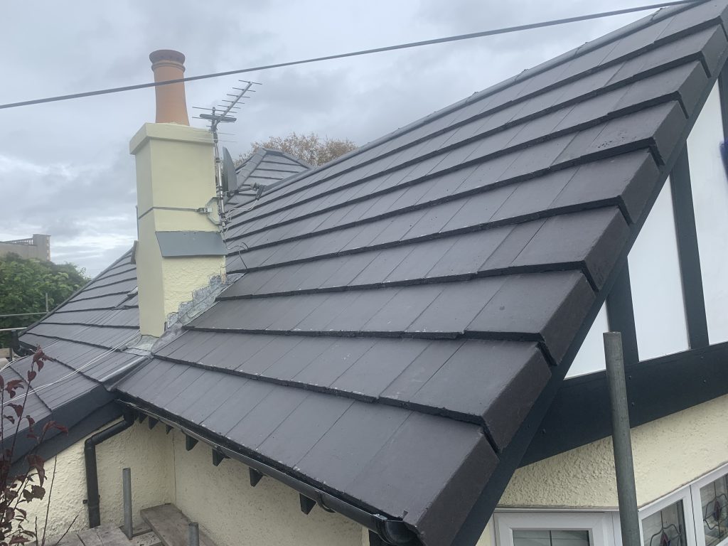 New tiled roof with chimney and lead flashing, Brislington, Albion Roofing.