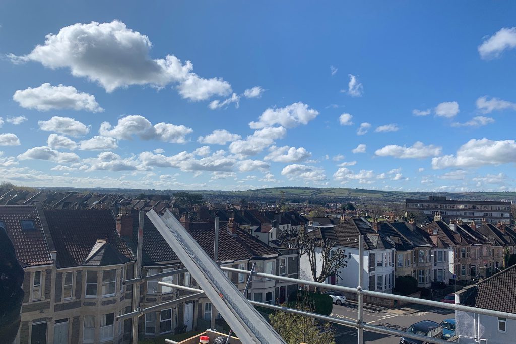 View from roof in Bristol terrace houses, Albion Roofing, Bristol.